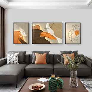 现代简约客厅挂画沙发背景墙装饰画三联画高档大气轻奢壁画抽象画
