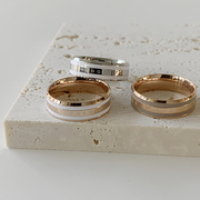 轻奢小众设计高级感情侣指环对戒18k玫瑰金钛钢(金钛钢)不掉色陶瓷戒指女