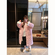 pinkdaisy韩国东大门冬季宽松两面，穿加厚羊羔毛羽绒(毛，羽绒)棉服女中长款