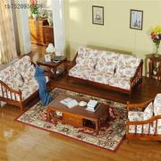 双人沙发实木布艺凉椅欧式田园家具客厅组合实木沙发椿木架沙发