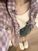 香芋紫格子衬衫外套，女夏季设计感小众幂式穿搭长袖防晒开衫衬衣潮
