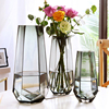 北欧简约创意玻璃花瓶，透明罗马柱式花器客厅餐桌插花花瓶装饰摆件
