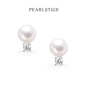 pearlstige至如淡水珍珠luna耳钉，纯银女小众时尚设计简约气质耳饰