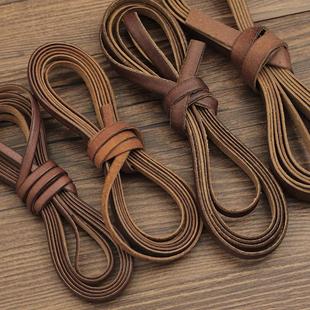 diy皮绳真皮绳牛皮绳项链，绳手工饰品配件材料，圆形扁形2米粗绳子