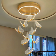 北欧灯具复式楼大餐厅led客厅楼梯，吊灯轻奢创意网红蝴蝶艺术吊灯