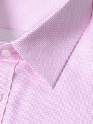 甩纯棉长袖衬衫男威可多粉红小格，商务正装100%棉衬衣