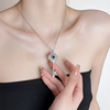 欧美设计感海蓝宝石锆石微镶满钻太阳花钥匙镀金短项链简约锁骨链