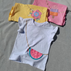 可爱~3件1-9岁澳单女童全棉飞袖T恤夏天水果棒冰小花背包上衣