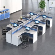职员办公桌简约员工l弧屏风卡座，办公室4人位卡位桌椅组合6人工位