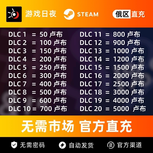 无需密码steam俄罗斯区直充钱包余额充值码卢布，市场余额交易