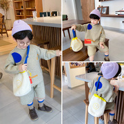 网红韩版洋气儿童包包斜挎包可爱卡通笑脸毛绒水桶包休闲手提包潮