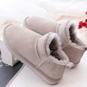 2021冬季韩版羊毛真皮低帮矮筒雪地靴女学生百搭防滑短棉鞋子