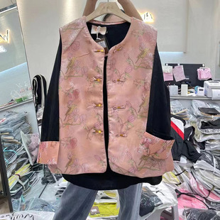 五姐胖妹妹复古唐装马甲外套女春夏200斤马甲上衣大码女装打底衫