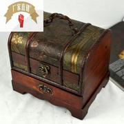 古典木质带锁首饰盒梳妆盒仿古复古木制收纳盒百宝盒创意礼物