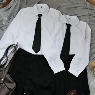 jk学生dk套装，男女款长袖白衬衫领带情侣装，制服班服大码
