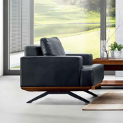 迪欧黑色西皮皮革沙发简约现代商务，办公沙发三人位家用办公室沙发