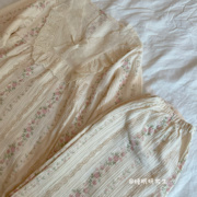 克丽丝塔春季女睡衣纯棉两件套长袖长裤家居服睡裙碎花