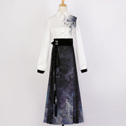 原创设计画影汉服女中国风日常改良汉元素，衬衣马面裙套装6935