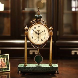 创意欧式座钟摆件客厅轻奢摇摆台钟摆件美式钟表，摆放台式时钟桌面
