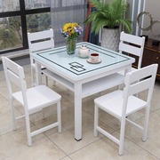 钢化玻璃餐桌椅小户型四方桌正方形方桌经济型双层家用饭桌方桌子