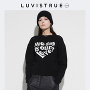 LUV IS TRUE薛仁雅同款黑色慵懒风圆领套头针织打底衫女长袖毛衣