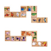 VIGA动物交通工具多米诺接龙图形配对游戏宝宝木制拼图拼板玩具