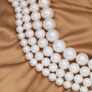 天然贝壳电镀珍珠白贝圆珠通孔手工，diy手项链，耳饰配珠散珠材料