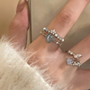 爱心月光锆石戒指女套装轻奢小众设计高级感食指戒开口可调节指环