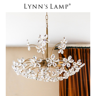 Lynn's立意 美式复古水晶吊灯 法式轻奢客厅卧室花蕊餐厅创意灯饰
