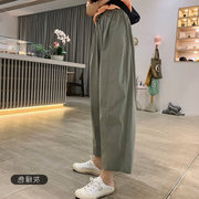 胯大腿粗大码女装胖妹妹mm工装，阔腿秋季宽松显瘦休闲九分裤200斤