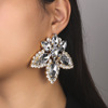 跨境几何叶子耳环百搭轻奢水钻，耳环欧美气质，女式耳饰earrings
