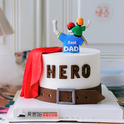 父亲节软胶蛋糕装饰摆件超人，英雄爸爸父子插件老爸，生日甜品台装扮