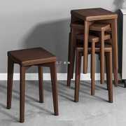 实木凳子家用方凳可叠放木板凳现简约餐桌圆凳创意椅子客厅小矮凳