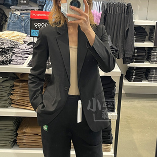 Calvin Klein CK女士舒适通勤商务一粒扣轻熟翻领标准版西装外套