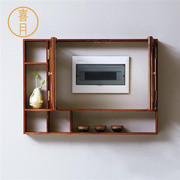 喜月现代中式红木实木电表箱遮挡箱配电箱装饰画置物架挂件创意