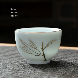 功夫小茶杯陶瓷茶盏茶碗家用单个品茗杯主人杯男女士单杯子青白瓷