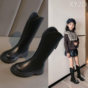 女童鞋儿童马丁靴长靴子，2023秋冬季长筒，高筒皮靴加绒公主棉鞋