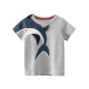 男童纯棉短袖t恤夏装童装，儿童宝宝圆领洋气上衣，中小童鲨鱼半袖潮