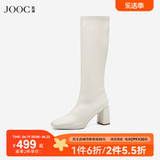 jooc玖诗高靴女2024秋冬直筒时装，靴不过膝设计显瘦骑士靴6317