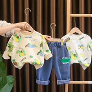 婴儿衣服春款婴幼儿2024年纯棉套装潮款童装卫衣一周岁男宝宝春装