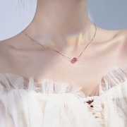 925纯银草莓晶项链，女粉水晶2024闺蜜吊坠转运珠锁骨颈链