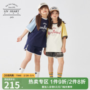日本livheart儿童短袖运动套装，夏季女童插肩t恤短裤，两件套女大童