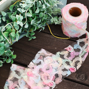 韩国进口丝带花瓣蝴蝶结diy材料，宽织带缎带彩带，装纱带ribbon粉色