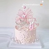 甜美公主风小仙女女孩生日蛋糕粉色蝴蝶结摆件透明球装饰插件