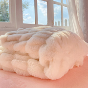 !反季泡泡奶白色仿兔毛绒毯客厅沙发休闲午睡毯空调毯