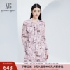 xg雪歌100%桑蚕丝印花飘带领长袖连衣裙女2024秋新款XJ304021B297