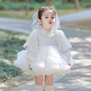 洛丽塔女童公主裙宝宝生日，周岁连衣裙婚，礼花童礼服白色tutu裙