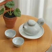 高档肆月日式复古陶瓷，茶壶茶杯套装高档茶具，灰色一壶四杯