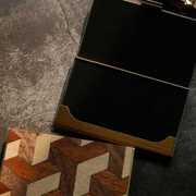 定制刻字创意木质名片盒不锈钢高档商务，金属名片夹便携式男女卡包