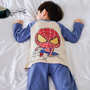 儿童睡衣男童春秋纯棉，卡通可爱超萌蜘蛛侠，套装长袖薄款家居中大童